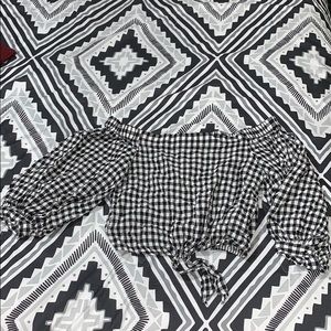 Over The Shoulder Gingham Top